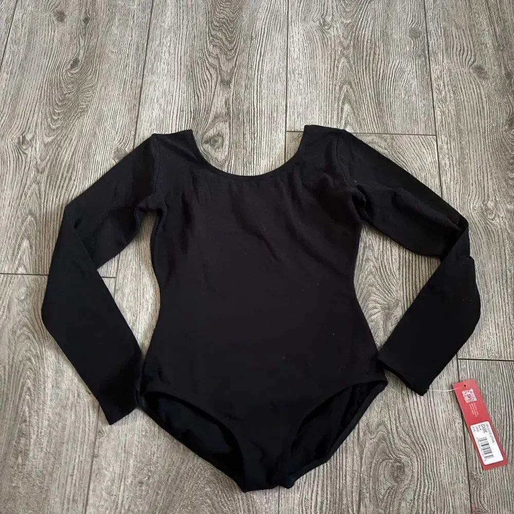 Capezio Black Kids One Piece long sleeve leotard